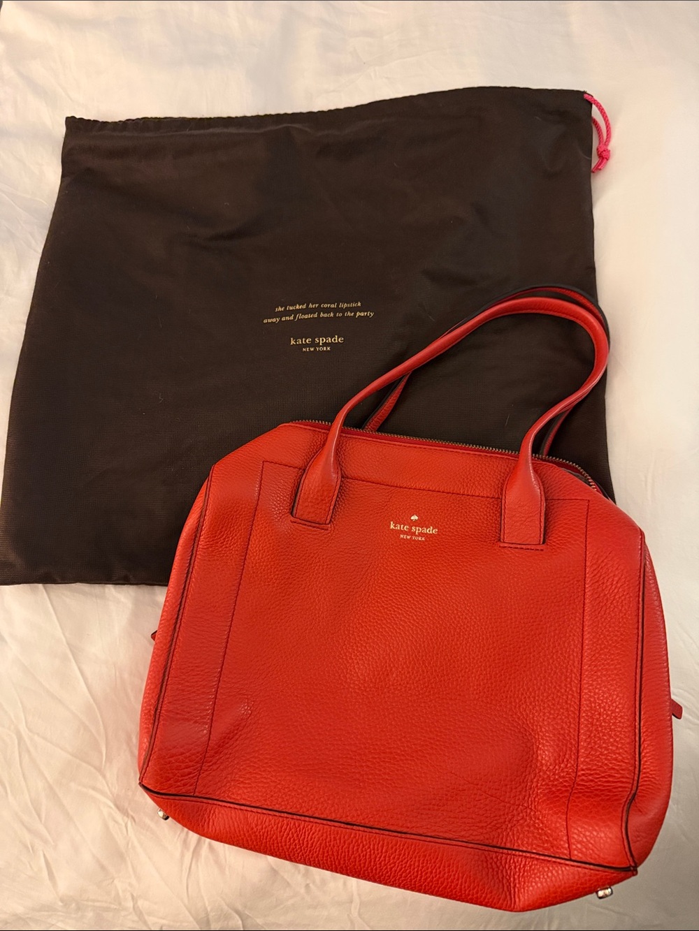 kate spade red pebbled shoulder bag